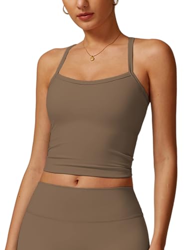 Image of QBGJTD Womens Longline Sports Bras Cross Back Active Gym Yoga Padded Workout Crop Tank Top with Built in Bra