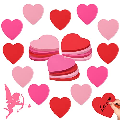 Notes adhésives de Saint-Valentin en forme de cœur rose et rouge pour décorations et cadeaux