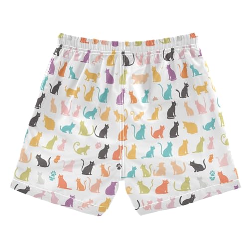 Boys Swim Trunks with Pockets and Quick Dry Fabric,Cute Cat Kids Swimwear Boy Swimsuit 5T2