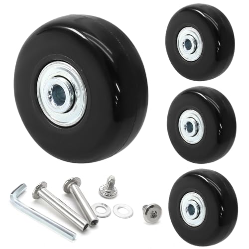 Image of Luggage Wheels Replacement, 50 x 18mm, Black Rubber, 4pcs