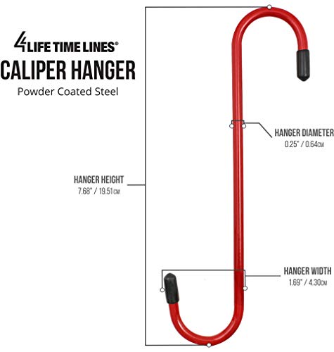 Image of 4LIFETIMELINES Brake Caliper Hanger Hooks, Durable Steel, Red Powder Coated with Rubber Tips, for Automotive Work on Brake Axle and Suspesion Systems - 4 Pack