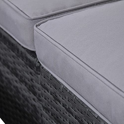 BJYX gartenlounge Lounge Rattan Set Couch Sofa Garnitur grau Gartenmöbel – Bild 5