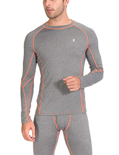 Little Donkey Andy Men's Thermal Underwear Set Performance Base Layer Wicking Active Long Johns Top & Bottom With Fly Gray L #TOP3