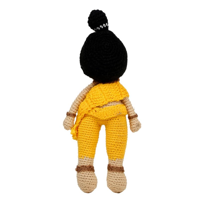 Image of LITTLE GINNIE Lord Ram Crochet Soft Doll for Babies -Yellow| Handmade Crochet Soft Toy for Kids Girls | Ideal for Birthday & Return Gift for 6+ Months