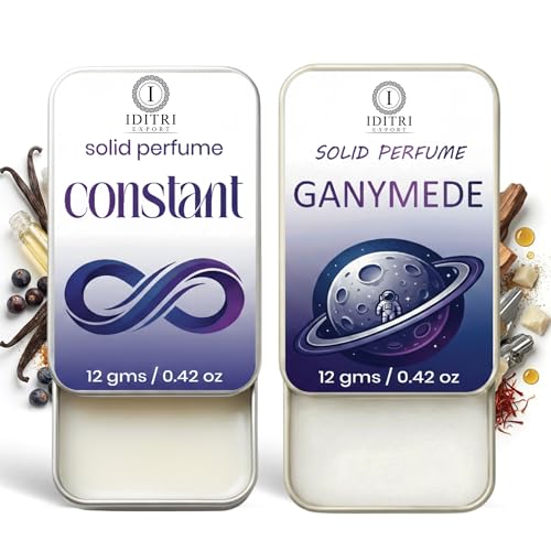 Image of IDITRI EXPORT Solid Perfume |Ganymede&Constant Alcohol Free Wax Perfume Balm, Long Lasting | Pocket Tin 12g, Pack Of 2| Non Greasy Smooth Glide, Travel Friendly Men And Women