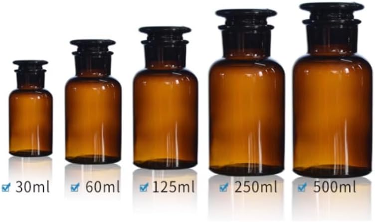 Laboratory Reagent Glass Bottles: Wide-Mouth/Frosted/Brown/For Dispensing (250ml)