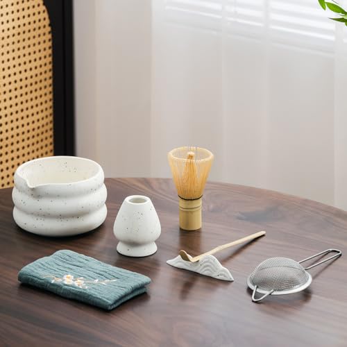 7Pcs Japanese Matcha Tea Set - Matcha Bowl, Whisk, Holder, Strainer - Elegant Gift Set by DWEHIXBUY - Image 4