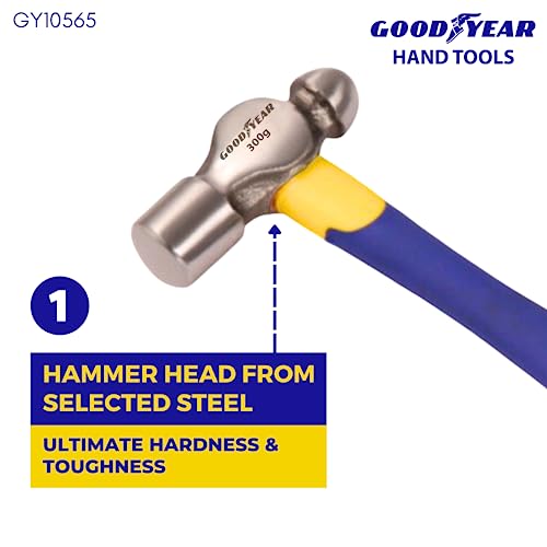 Image of Goodyear Metal Ball Pein Hammer with Handle (Silver) (GY-10565)
