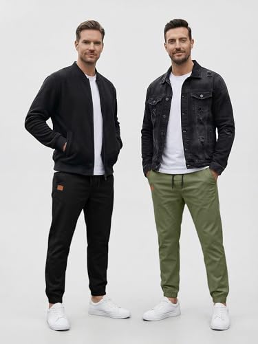 Image of JMIERR Mens Cotton Stretch Joggers Casual Twill Athletic Track Pants