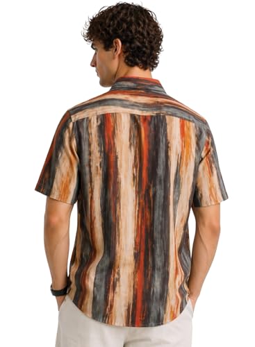 Image of ADRO Abstract Printed Shirts for Men | Breathable Cotton Rayon Fabric | Relaxed Fit Summer Shirts | Casual Party Shirt for Men