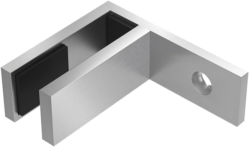 Silver Railing Glass to Glass Clamp, 304 Stainless Steel Double Sided Clip for Fence, Balcony Deck, Indoor & Outdoor,1 pcs,F clamp