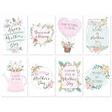 24 Pack Mother's Day Blessing Cards Set for Women, 8 Design Assortment with Scripture, Floral Happy Mother's Day Cards Bulk Boxed with Envelopes