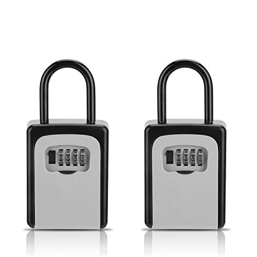 Key Lock Box, [2 Pack] Combination Lockbox for Keys with Code, Combo Door