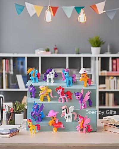 Image of BOENJOY Gifts - Action Figures /Unicorn Figures - Set of 12 Figures - Action Figures for Office Desk Study Table Decor| 7 cm | Cake Toppers 12 Pcs