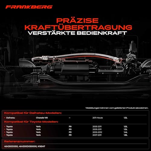 Frankberg Feststellbremse Seilzug Trommelbremse Hinten Links Kompatibel mit Charade VIII 1.3L 2011-2024 Yaris P9 1.0L-1.8L 2005-2012 Replace# 464300D050