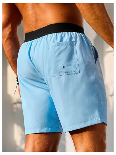 SweatyRocks Men's Letter Print Swim Trunks High Waisted Summer Beach Shorts with Pockets2