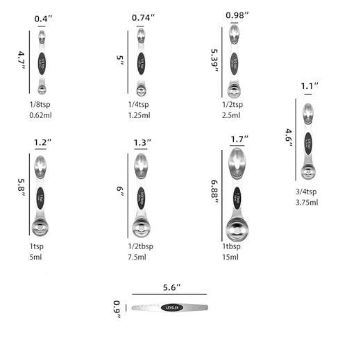Set de Vasos y Cucharas Medidoras de Acero Inoxidable Magnético miniatura 2