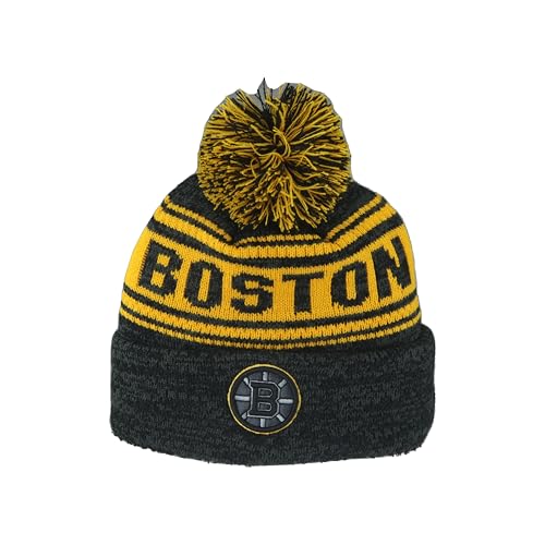ZHATS Boston Bruins NHL Officially Licensed Beanie Pom Snag Black