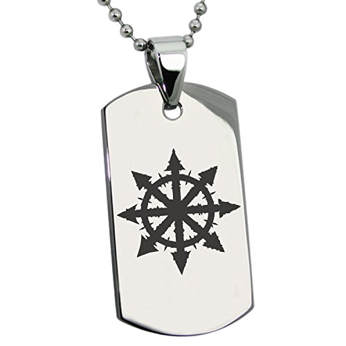 Stainless Steel Chaos Symbol Dog Tag Pendant Necklace