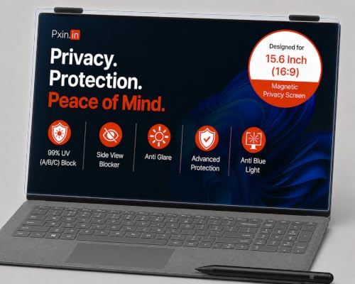 Image of Pxin Nano | 15.6 Inch (16:9) | Magnetic Privacy Screen | Anti Blue | Anti Glare | UltraThin for Hyper Touch | Anti UV | Nano Privacy Filter compatible with HP /Dell /Lenovo /Asus /Acer