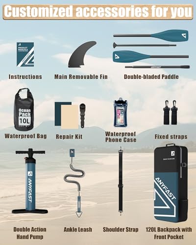 ANYFAST Stand up Paddle-Board-Tabla-de-Paddle-Inflable-de -Pesca-de-Ancho - 11'x35'',Ultra Estable de Ancho Sup,Bomba,Soporte de la cámara,asa niño,Correa,Mochila,Accesorios (Verde/Egipto) - imagen 6