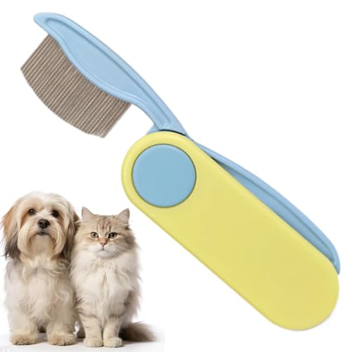 Pettine per cani - Doppio lato compatto - Pettine per pidocchi di gatto - per cani di piccola taglia, media, cuccioli e uso interno, esterno, giardino, cortile e