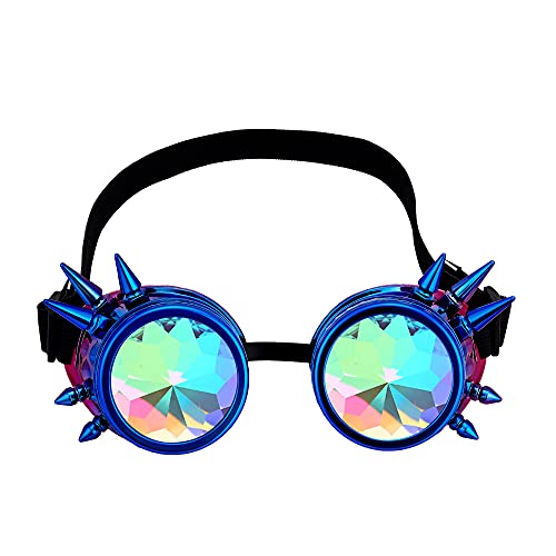 Lelinta Rainbow Kaleidoscope Goggles Steampunk Kaleidoscope Goggles,Ideal for Music Festivals, Raves, and Psychedelic Parties