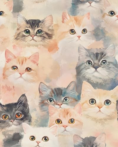 Fvlow Cat Peel and Stick Wallpaper 17.4" x 394"