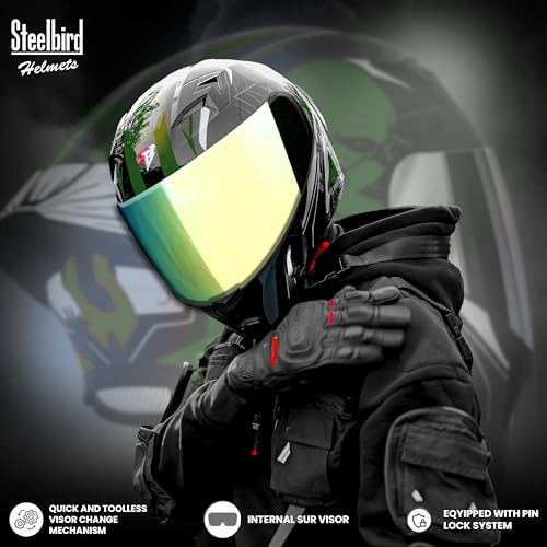 Image of Steelbird SBA-20 Strange ISI Certified Flip-Up Graphic Helmet for Men with Inner Silver Sunshield