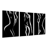 Sexy Woman Painting Nude Girl Silhouette Posters and Prints 3 Pieces/set Black and White Wall Art...
