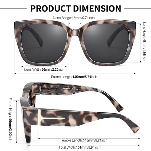 URUMQI Polarized Sunglasses Fit Over Glasses for Women, UV400 Protection Wrap-around Shades Trendy Oversized Square Lens3