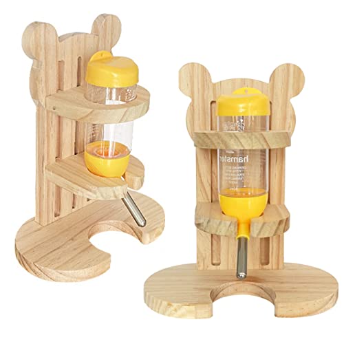 Hamster Wasserspender und Trinkflasche - Automatischer Wasserspender für Hamster, Kaninchen und Andere Kleintiere (Holz)