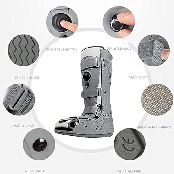 GLJY Soporte de pie y tobillo para caminar corto - Estabilizador de soporte de tobillo - Compresión ajustable para cirugía de tendón de Aquiles, esguinces agudos de tobillo