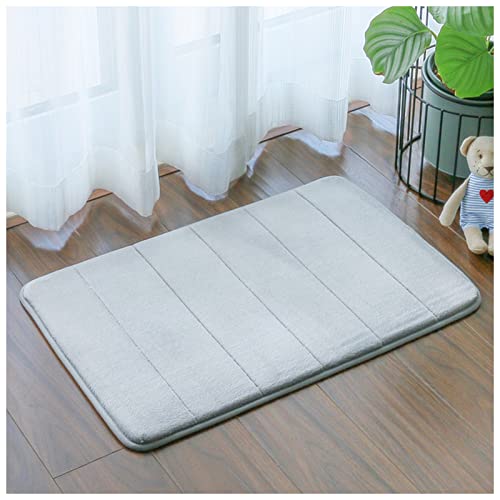 JCPQDWTD Tapis Yoga Antidérapant Embossing Coral Velvet Chambre Tapis Couleurs Solides Tapis de Sol Sponge Tapis de Bain antidérapant Tapis Antidérapant(Stripe L.Gray,500MMx800MM)