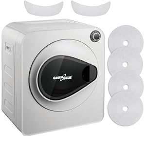 Green Blue GB405 Elektrischer Wäschetrockner Ablufttrockner 830W / bis 3kg / Trockner für Kleidung | Freistehend oder Wandmontage Fünf Trocknungsprogramme (Wäschetrockner + 2x Filtersets)