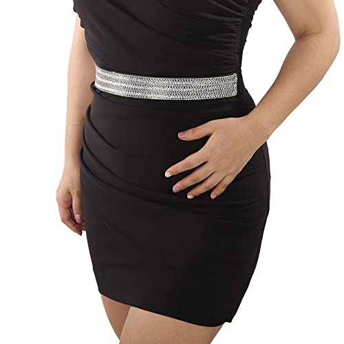 Wiwpar Crystal Stretchy Rhinestone Wide Waist Belt Women Bling Belt Shiny Dress Belts Elastic Waist Belt for Formal Bridal Girls Bar Wedding (Style3)2