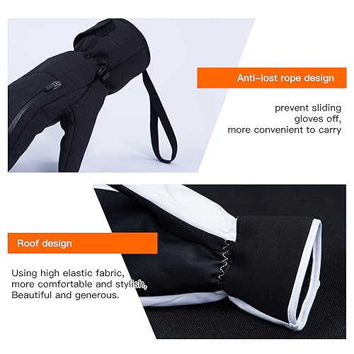 Lixada Manoplas de Snowboard para Mujeres y Hombres, Guantes de esquí Impermeables, Guantes de Nieve con Pantalla táctil para Invierno, Snowboard, Motos de Nieve - imagen 3
