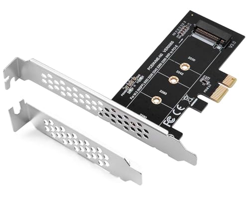 Image of NVME M.2 SSD M Key to PCI-e 3.0 x1 Host Controller Expansion Card,Supports M2 NGFF PCI-e 3.0, 2.0 or 1.0, NVME or AHCI, M-Key, 2280, 2260, 2242, 2230 Solid State Drives with Low Profile Bracket