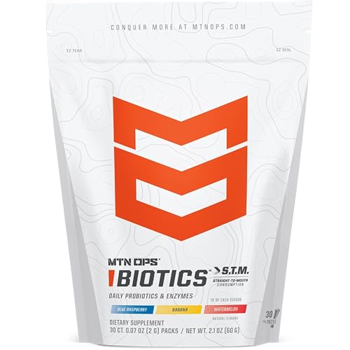 MTN OPS Biotics STM On‑the‑Go Probiotic Supplement for Gut Health, Digestion & Immune Support – Sugar‑Free, Natural Flavors Variety Pack, 30 Servings – Fast, Convenient Daily Gut Health Formula