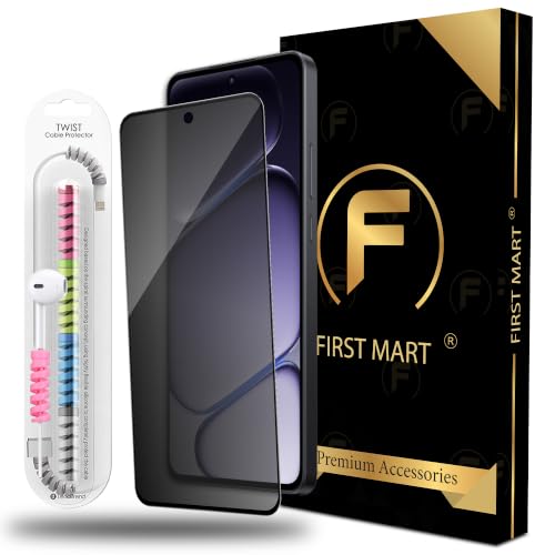 Image of FIRST MART Privacy Tempered Glass for OnePlus Nord CE 6 Lite With Cable Guard & Installation Kit | Anti-Spy 9H Screen Protector, Edge-to-Edge, Case-Friendly | Black