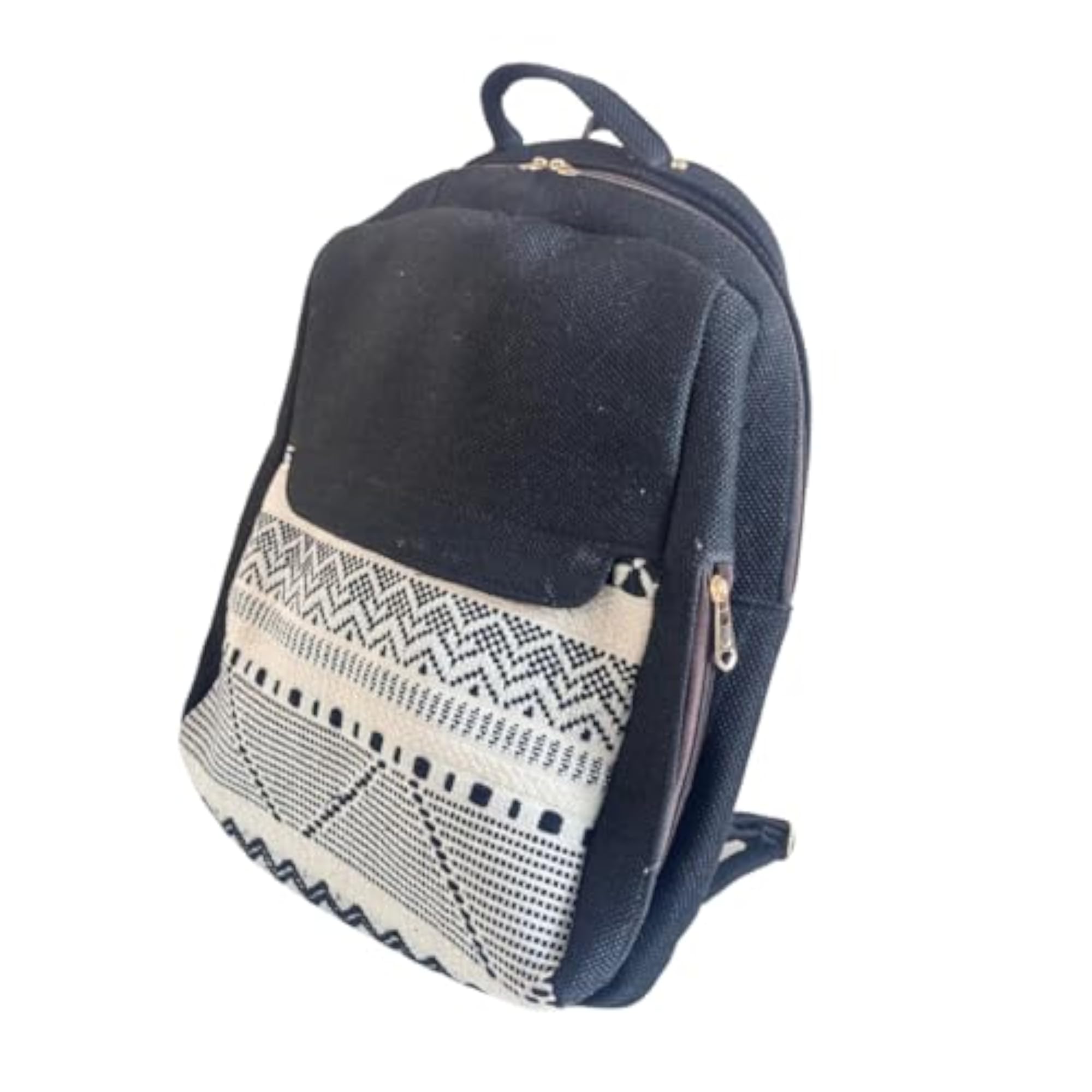 Premium Geometric Pattern Jute Laptop Backpack