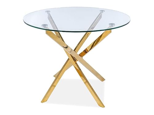 Table à Manger Ronde en Verre Trempé Et 4 Pieds