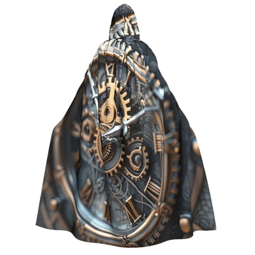 Viking imprimé cape à capuche médiéval unisexe Clock Gear Halloween cosplay fête