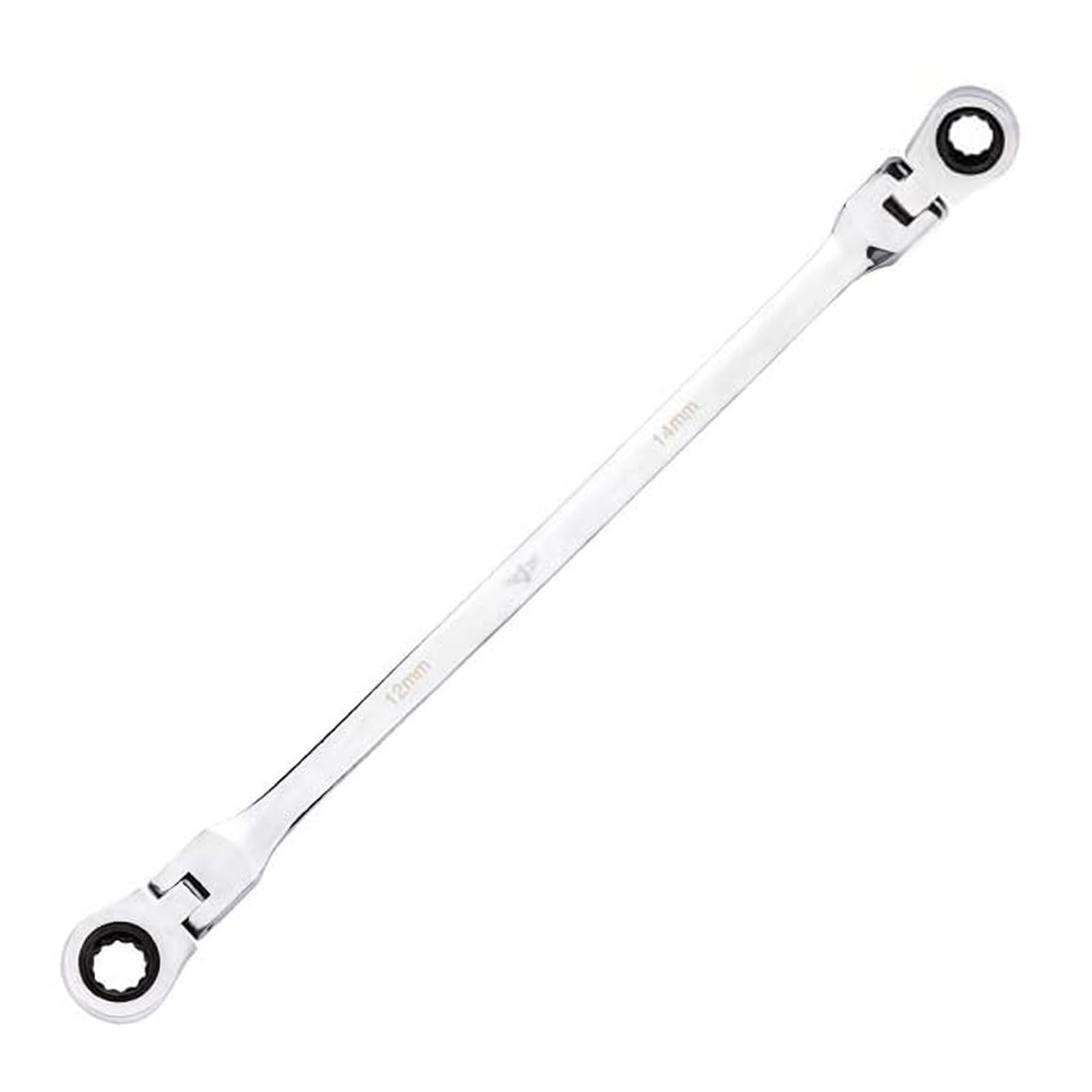 BULLTOOLSFlex-Head Extra Long Ratcheting Wrenches Double Box End Chrome Vanadium Steel 72-Tooth Wrench with Metric 12 mm x 14 mm