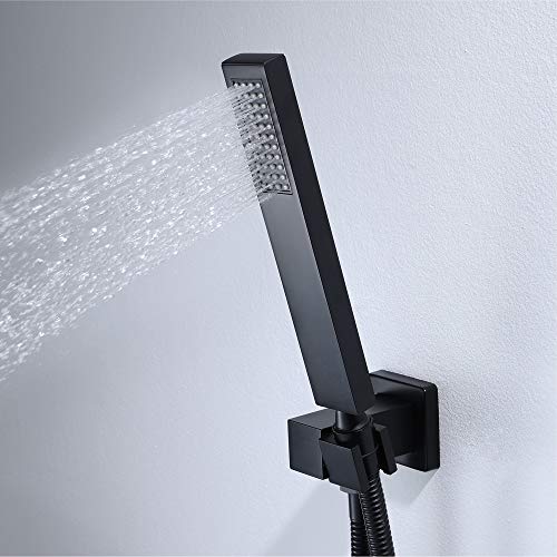 Ensemble de douche encastré noir avec douchette murale acier inoxydable 250x280mm