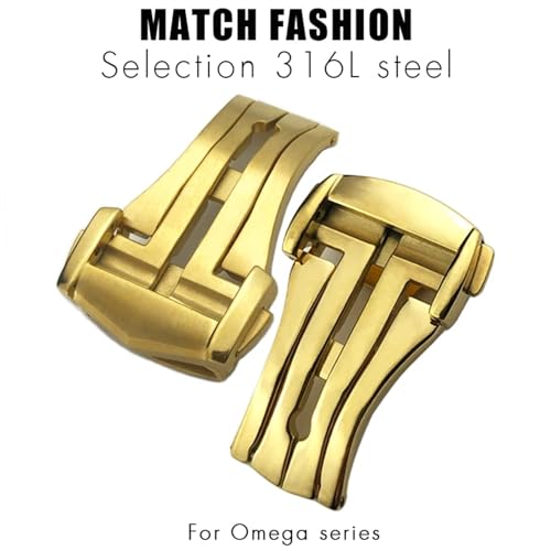 18mm 20mm Pointed Deployment Watch Buckle For Omega Rubber Leather Strap Black Rose Gold Stainless Steel Butterfly Clasp2