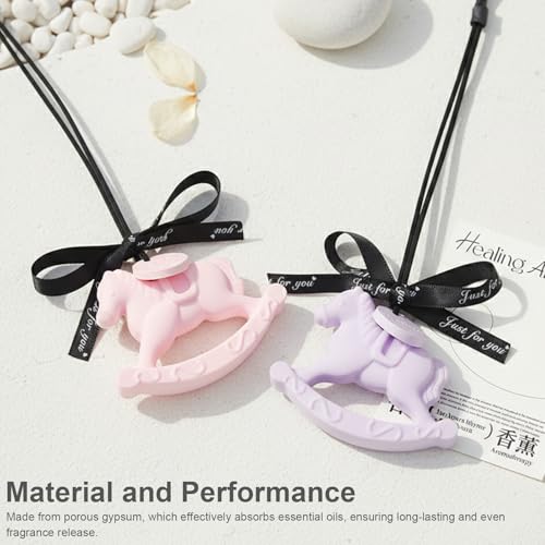 Difusor de aroma de yeso forma caballo mecedor rosa miniatura 3