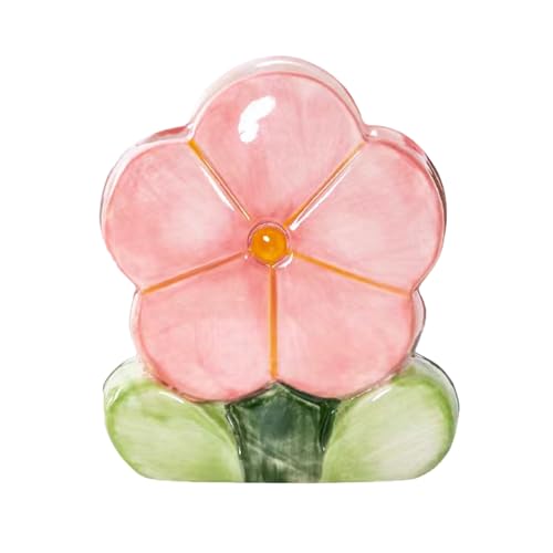 ZHU YU CHUN Ceramic Makeup Brush Holder,Flower,Pink