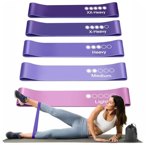 Image of Resistance Bands Set of 5, Skin-friendly Loop Bands with 5 Resistance Levels, Exercise Band Ideal for Home Gym, Yoga, Pilates, Includes Case