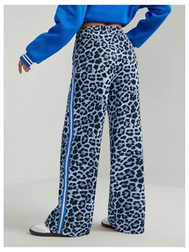 Verdusa Women's Y2K Leopard Print Casual Pants Streetwear Straight Leg Long Trousers2